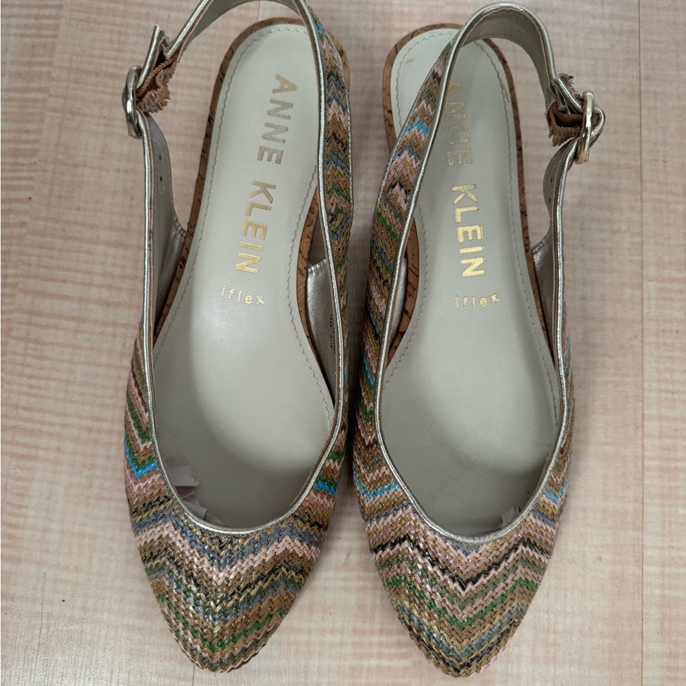 Anne Klein Multicolor Zigzag Slingback Flats